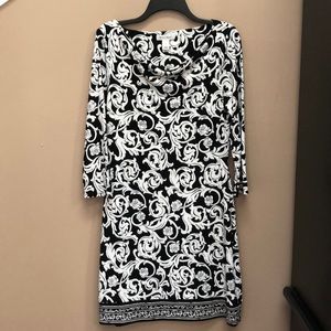 White House Black Market floral b/w dress